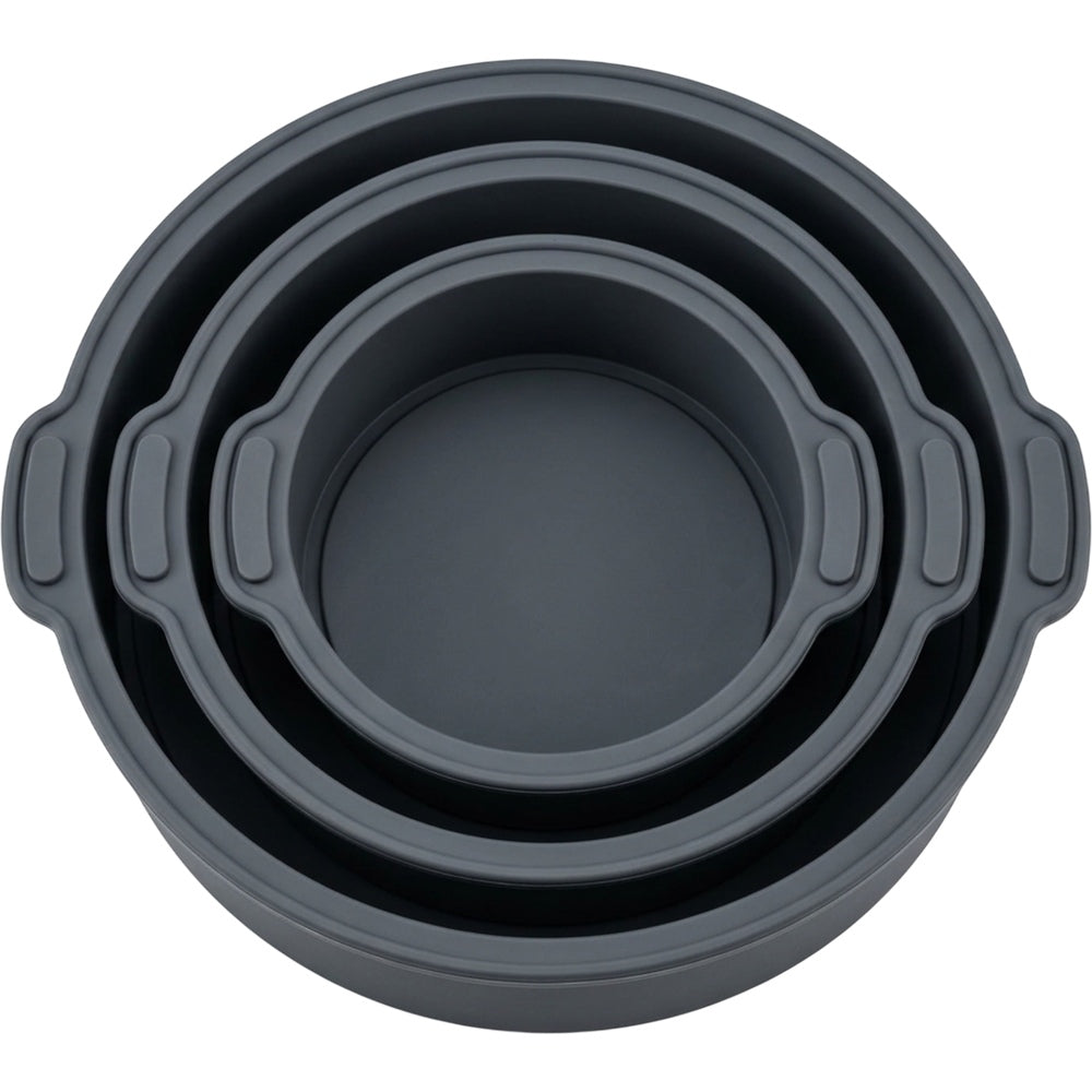 Zdvgf Layercircle Silicone Round Cake Molds 6 8 10 in Charcoal Set of 3 - Product view