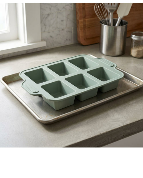 Zdvgf Loafgrid Silicone Mini Loaf Baking Mold 6 Cavity Sage - Lifestyle view