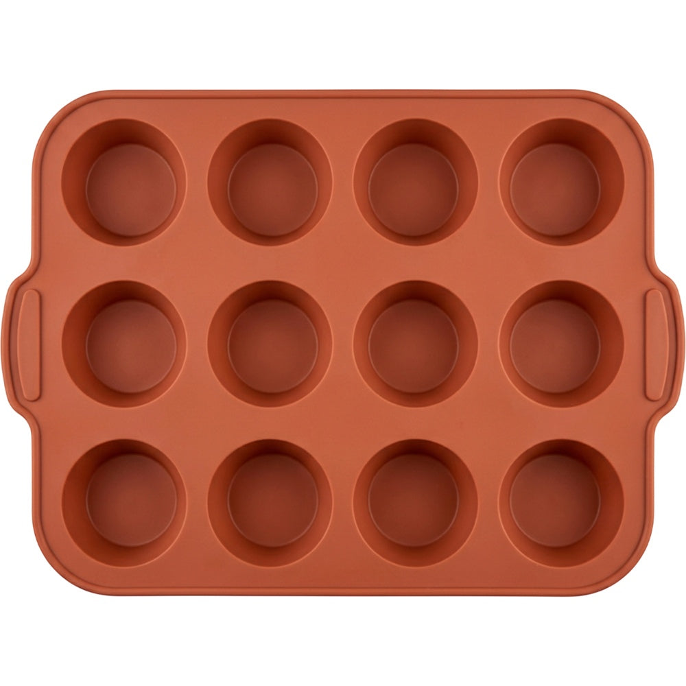 Zdvgf Roundnest Silicone Muffin Baking Mold 12 Cavity Terracotta - Product view